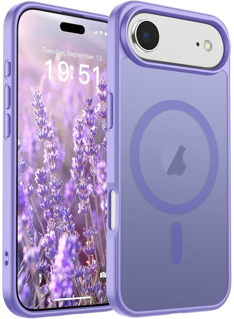 أكاليكس جراب مغناطيسي لهاتف آيفون 17 إير [مقاوم للصدمات ونحيف] غطاء خلفي صلب شفاف غير لامع مع حماية عالية الجودة | بنفسجي فاتح - Image 1